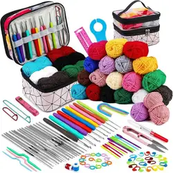 Fenrry 105Pcs Crochet Kit Beginner Crocheting Kit with Yarn Set Includes Complete Accessories-Perfect for Adults and Children