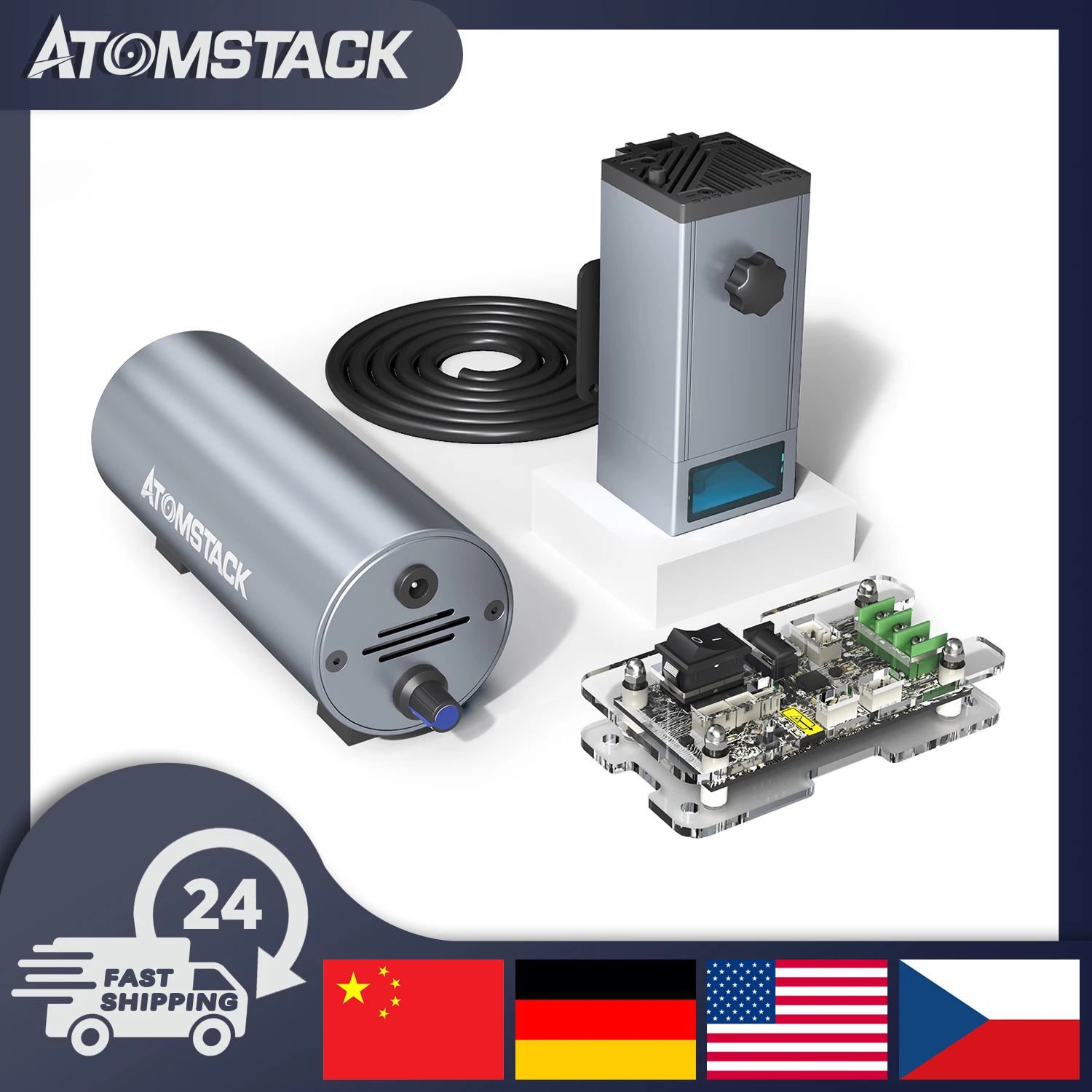 Atomstack M100 130W Laser Module Ultra-Fine High Power Fast Speed Engraving Head Kit Replacement With Air Assist Pump