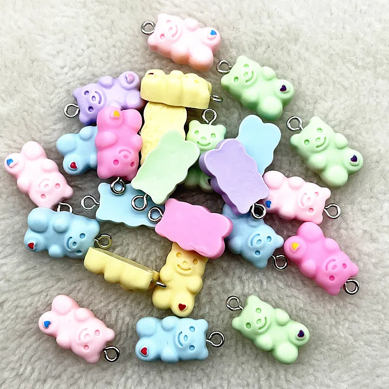 NEW 10Pcs Love Heart  Bear Pendant Charms for Necklace Bracelet Earrings Jewelry Making Diy Christmas Making