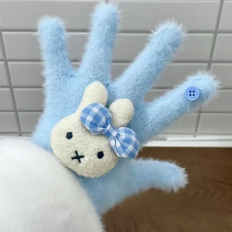 Guantes de invierno con diseño de lazo de dibujos animados, estilo kawaii, para mantener las manos calientes en otoño e invierno. Ideales para actividades al aire libre, protegen del frío, con una confección exquisita, un diseño moderno y un estilo súper adorable de Miffy.