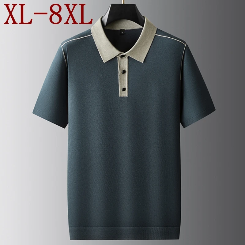 

8XL 7XL 6XL Pull Homme 2025 New Autumn High End Luxury Sweater Man Business Mens Jumpers Short Sleeve Lapel Warm Sweaters Men
