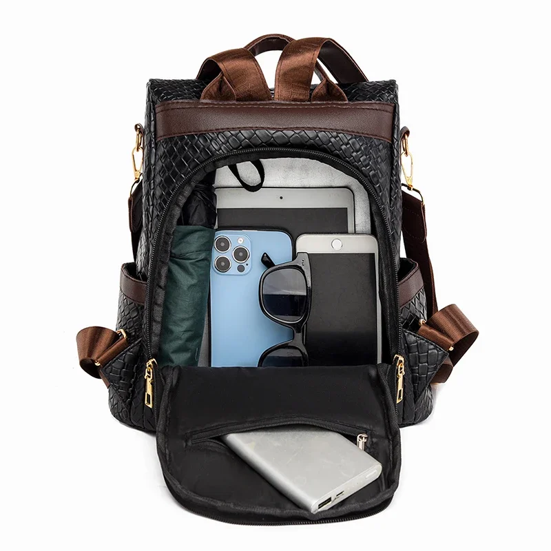 YOUDEYISI 우븐 디자인 배낭 럭셔리 브랜드 여성용 배낭, 가죽 대용량 배낭, 소녀 여행