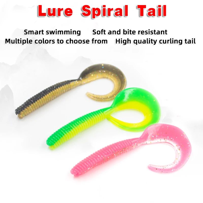 10pcs Fishing Tail Jig Wobbler Worm Grub Soft Lures Salt Fishy Smell Artificial Silicone Bait Swimbait Carp For Pike Bass Tackle