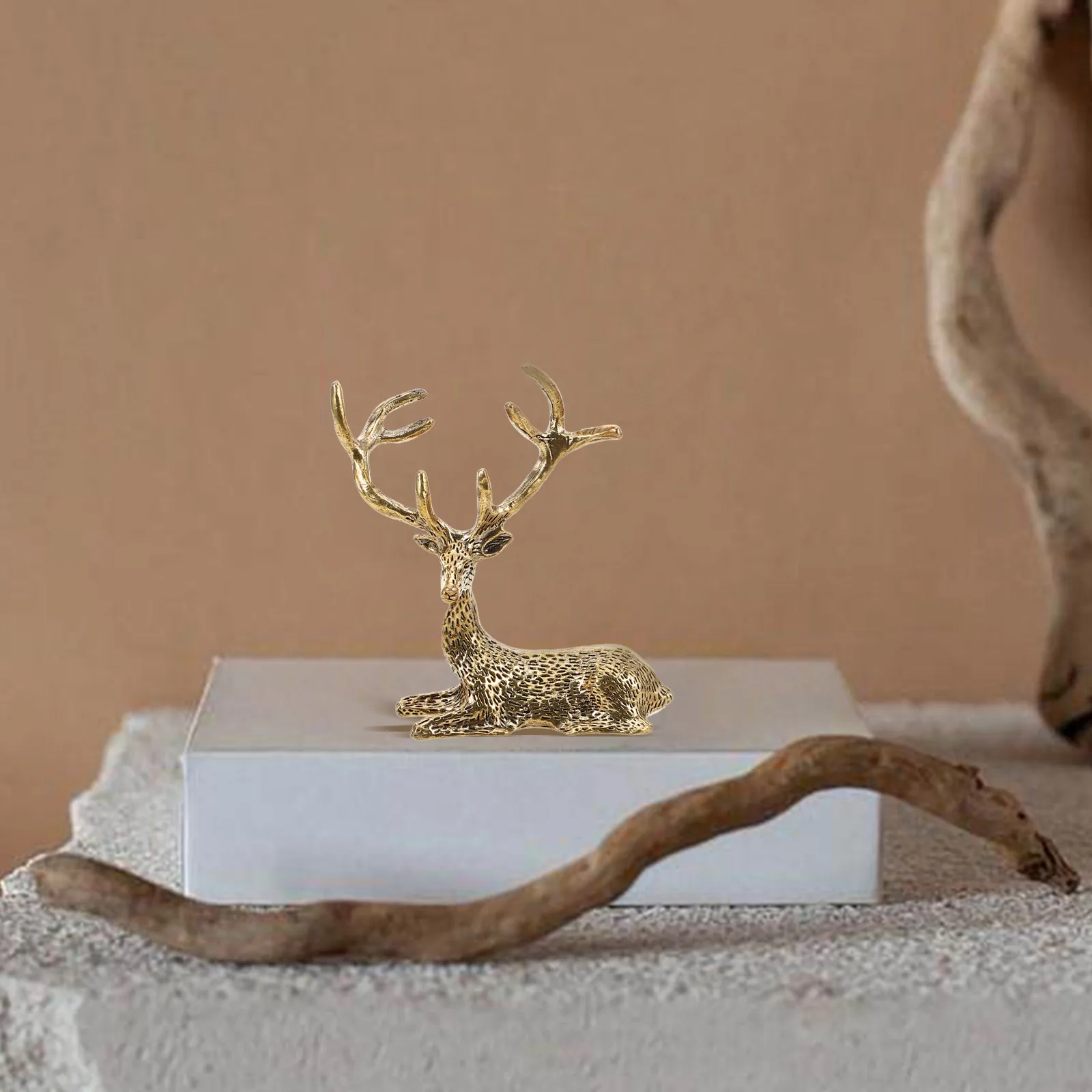 

Brass Elk crafted Retro Home Office Decor Miniature Home Exquisite Brass Elk Decor Desktop Statues Craftsmanship Pieces
