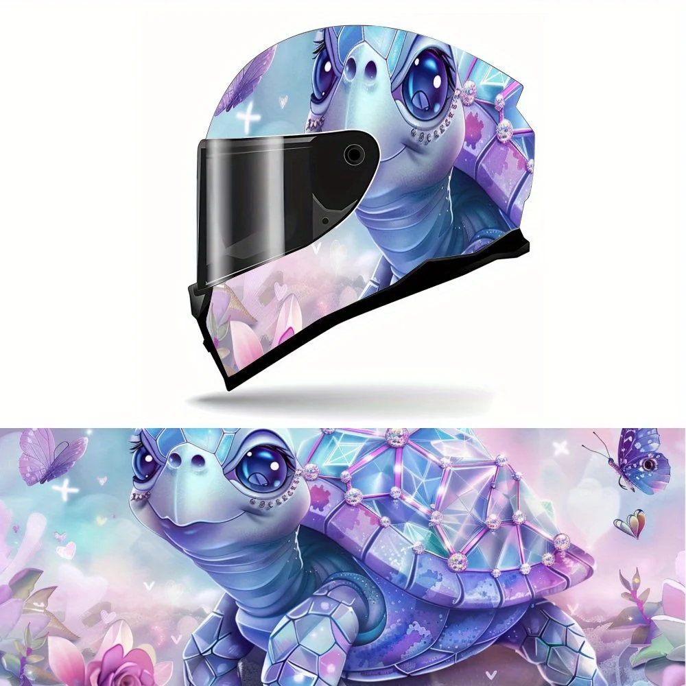 Playful Purple Blue Sea Turtles and Butterflies Car Helmet Decal, Helmet Sticker, Self-adhesive Waterproof Helmet Vinyl Wraps De
