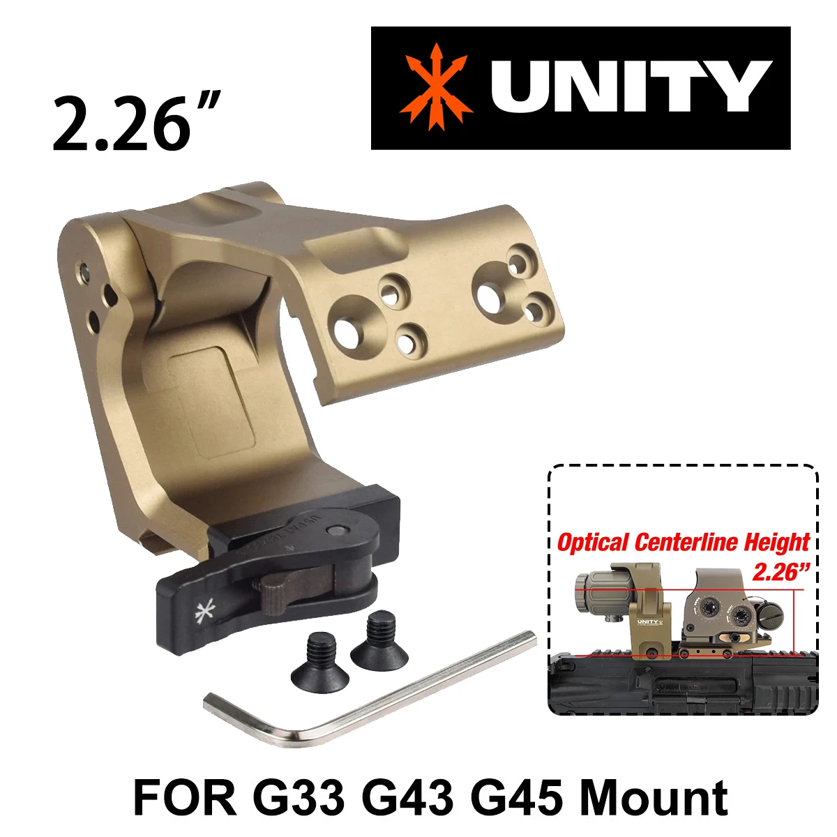 2.26'' 2.91'' Tactical UNITY Riser Mount FAST FTC Magnifier Mount Fit 20mm Picatinny Rail Optical Height Mount For G33 G43 G45 image 3