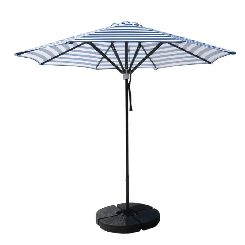 

3M Customized Stripe Pattern Fabric Outdoor Cafe Patio Central Pole Umbrella Garden With Base