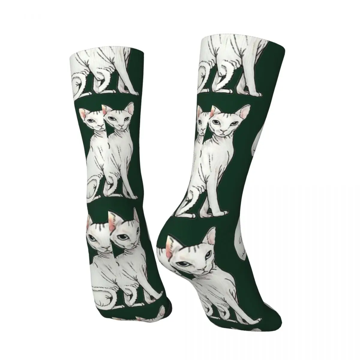 Hip Hop Retro Sphynx Cat Crazy Men's Socks Unisex Sphynx Hairless Cat Harajuku Pattern Printed Funny Happy Crew Sock Boys Gift