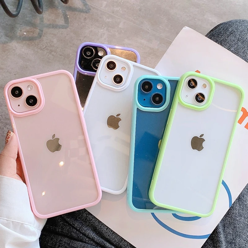 Color Transparent Shockproof Phone Case For iPhone 15 14 13 12 Mini 11 Pro Max XR X XS Max 6 6s 7 8 Plus SE Soft Back Cover Case