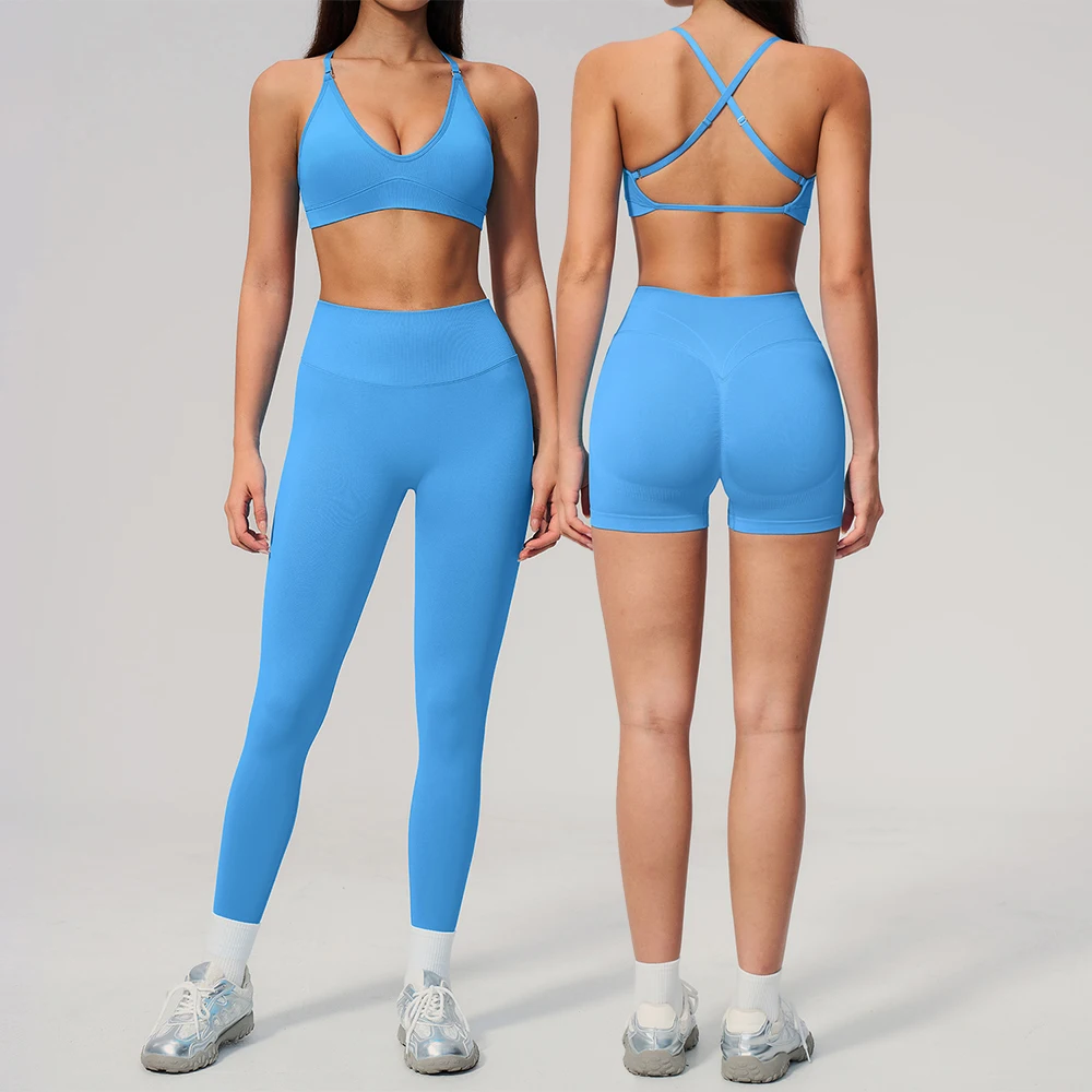 2 Pieces Athletic Wear Women Yoga Set High Waist Leggings Seamless Workout Gym Clothes Fitness Suit Quick Dry Sportswear Outfits