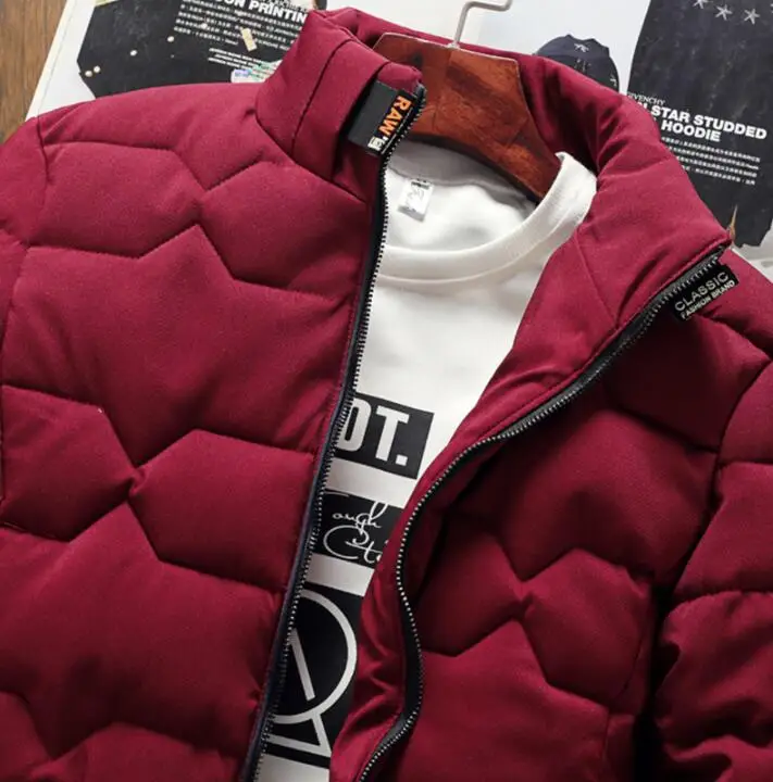 Autumn Winter Jacket Men Thicken Warm Cotton-padded Mens Jackets Slim Fit Stand Collar Youth Winter Jackets and Coats For Me