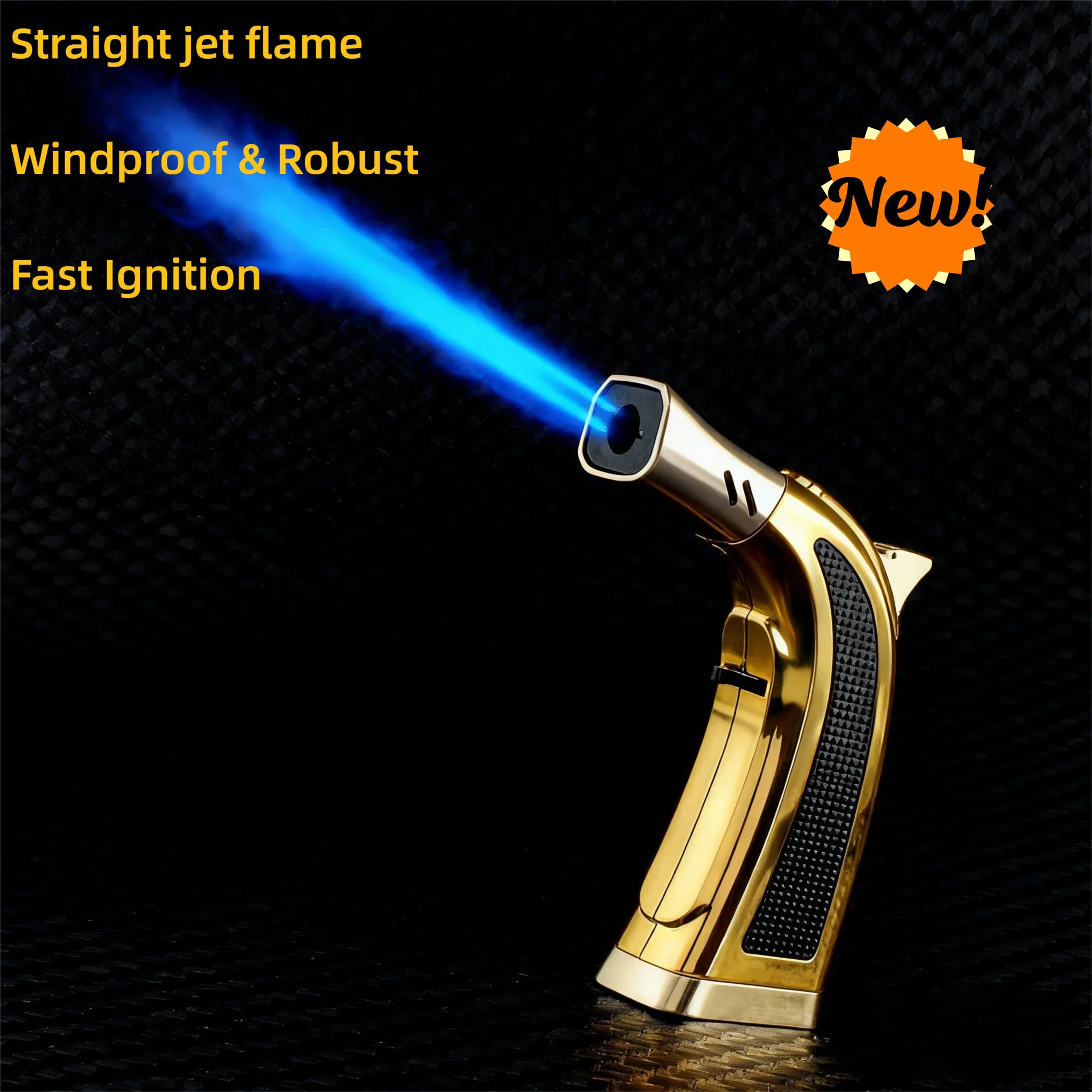

Cigar Lighter Single Flame Tabletop Direct Spray Lighter Weld Gun Style High Flame Power Butane Cigarette Lighter
