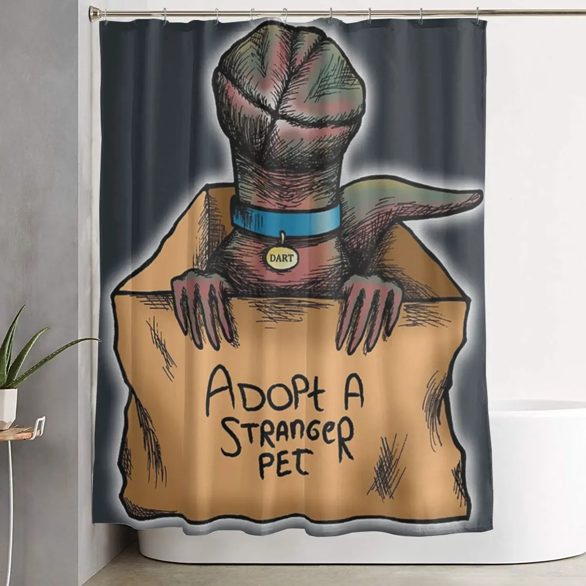 

Adopt A Stranger Pet Shower Curtain Bathroom Polyester Waterproof Bath Curtains with Hooks