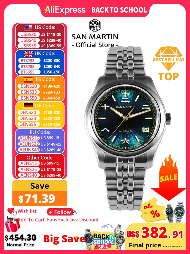 San martin novo 39mm gaada relógio estilo chinês design original sunburst jianzhan miyota 90s5 vestido masculino mecânico automático sn0144