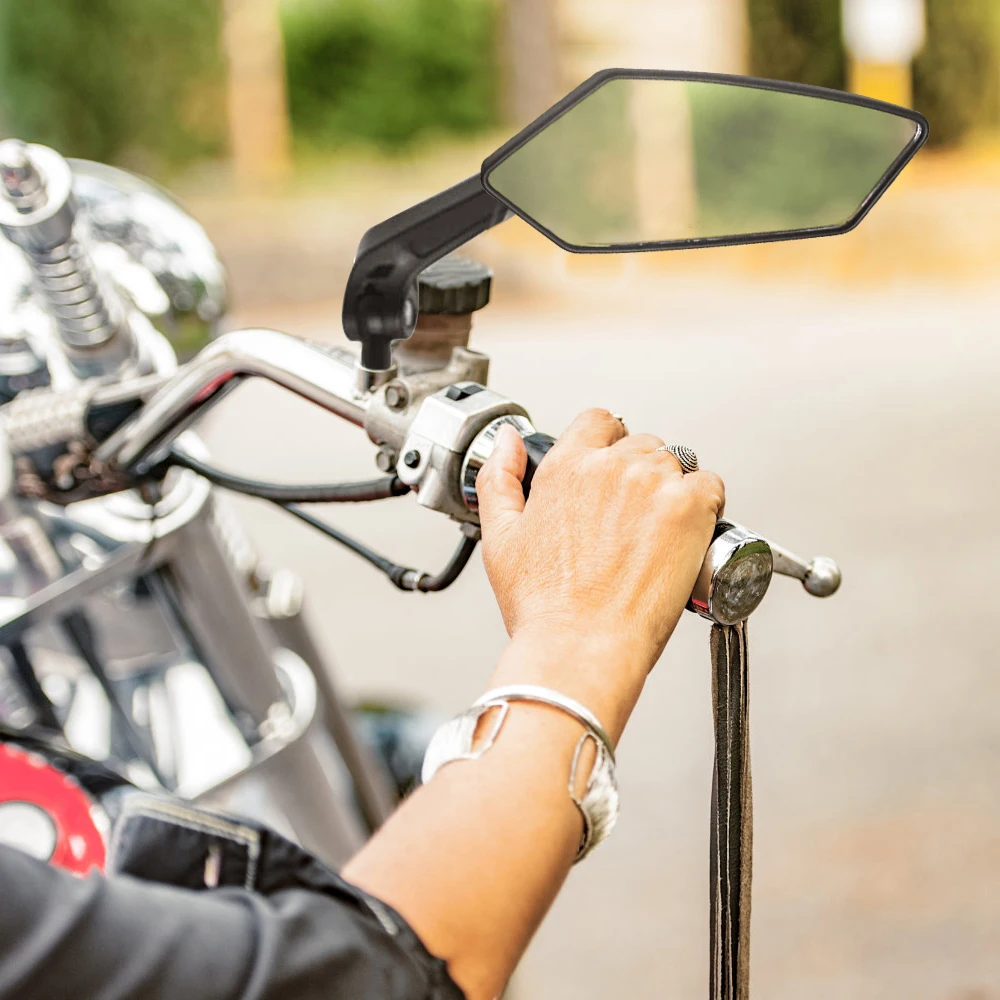 カーボンファイバーモーターサイクルミラー,スクーター,バックサイド,凸型,2ピース,ペア,8mm, 10mm