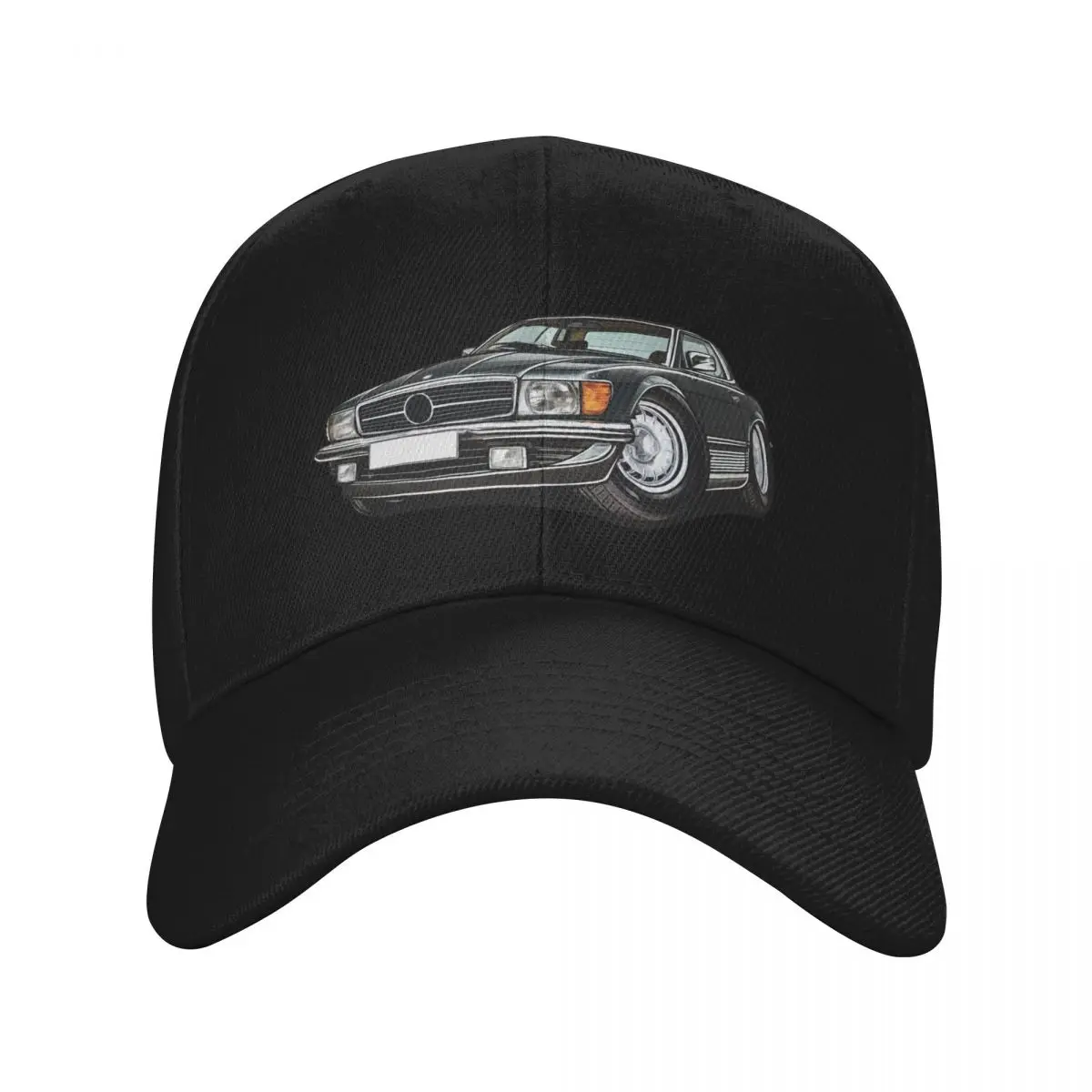 Cartoon Illustration Of A Classic R107 - C107 Black Baseball Cap Big Size Hat |-F-| Golf Women's Beach Outlet Men's