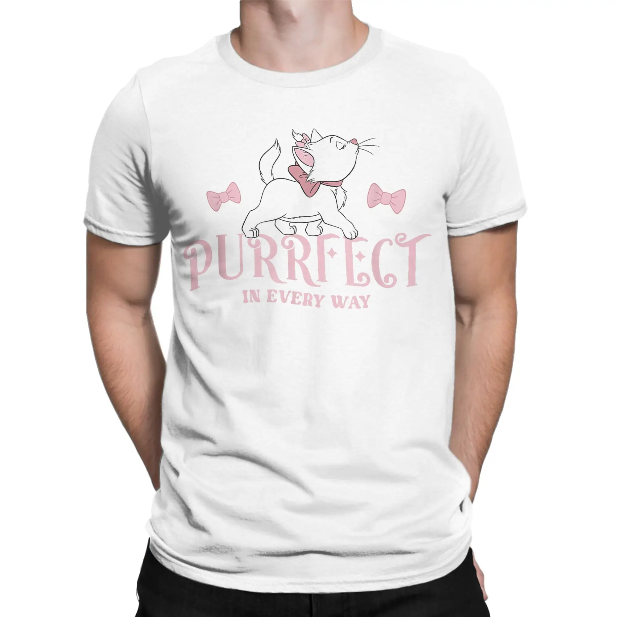 Men The Aristocats Elegant Marie Purrfect in Every Way  T Shirts  Cotton Clothes Novelty Short Sleeve Round Neck Tees Gift Idea