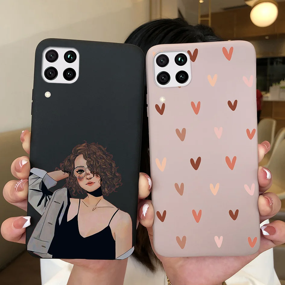 Case For Huawei P40 lite 4G Fashion Matte Cute Girl Flower Silicone Phone Cases For Hauwei P40 lite P40lite P 40 lite Funda Capa