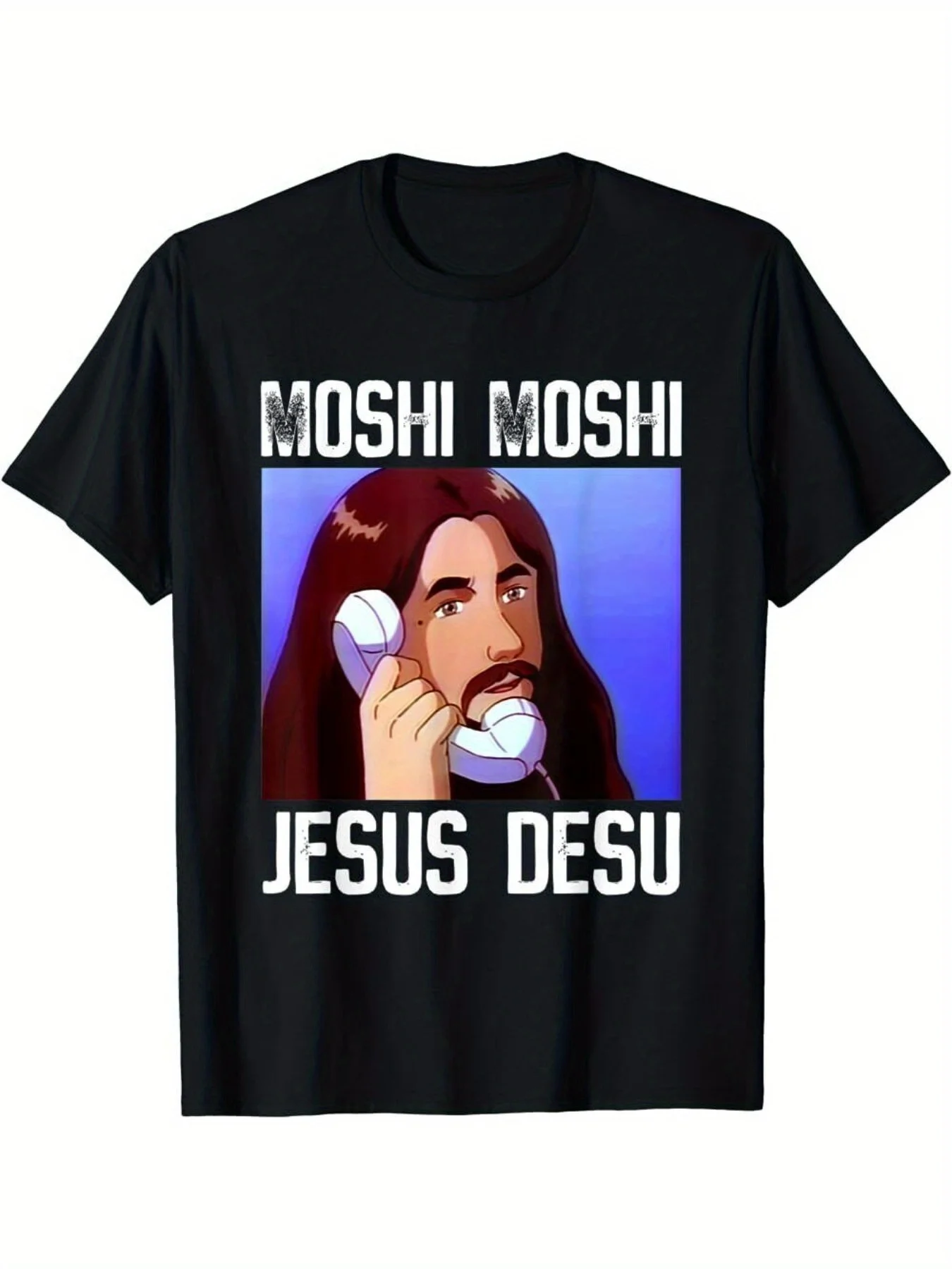 S-5XL Art Made in USA BEST TO BUY Gift Moshi Moshi Jesus Desu Meme Funny T-Shirt Graphic Men Clothing Harajuku Oversized summer