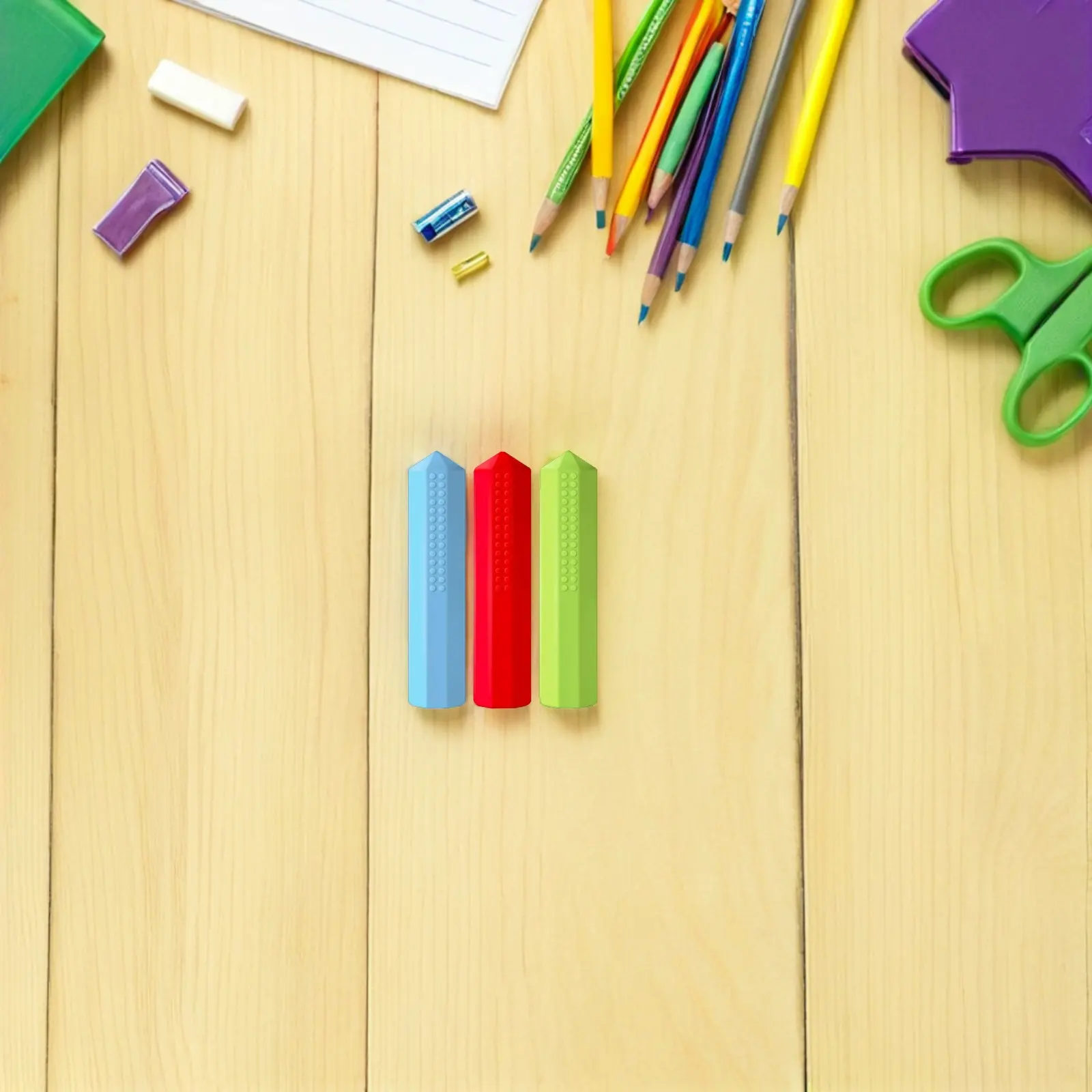 6Pcs Sensory Silicone Pencil Tip Protector Caps Cartoon Chew Pencil Topper Set for Safe Writing and Anxiety Relief