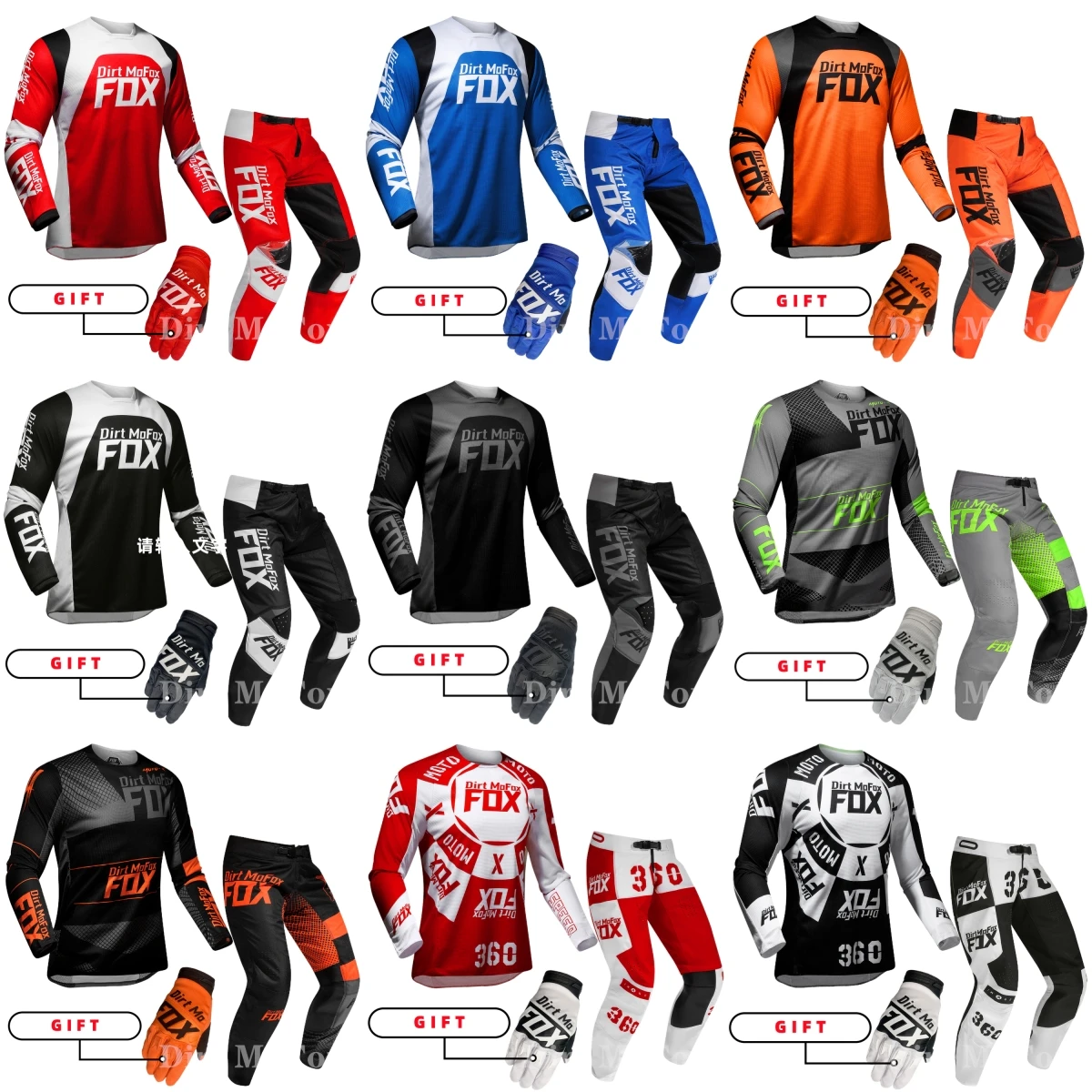 

2022 Dirt MoFox MTB Jersey Pants Gear Set MX Combo Motorbike Outfit Motocross Racing Enduro Suit Men Off-road Moto Gloves Kits