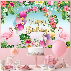 Hawaii Backdrop Summer Flamingo Backdrop Party Supplies Aloha Photo Photography Birthday Wedding Decorations
