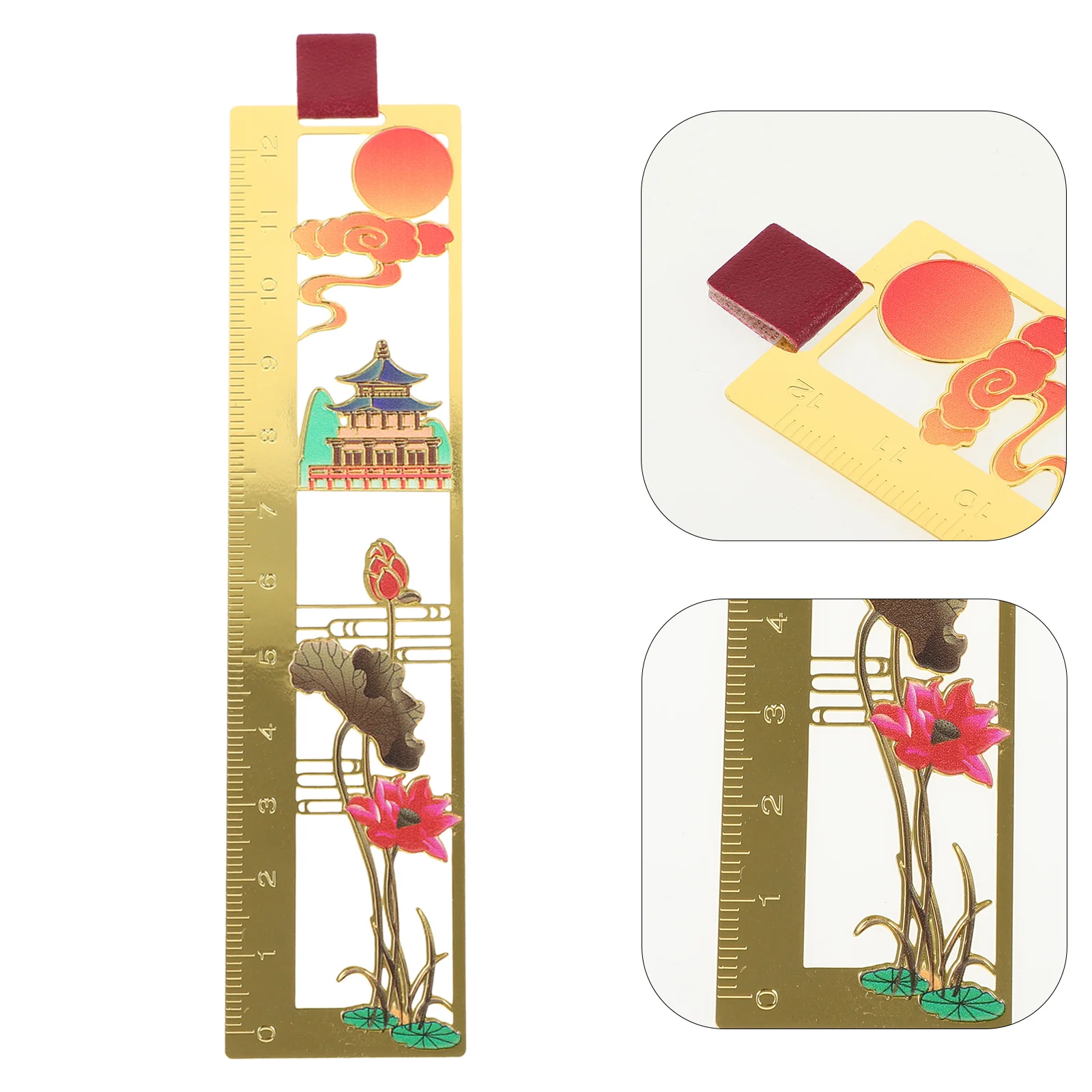 

Metal Hollow Bookmark Small Brass Ruler Multifunctional Student Stationery Sewing Ruler Reading Tool Practical Gift