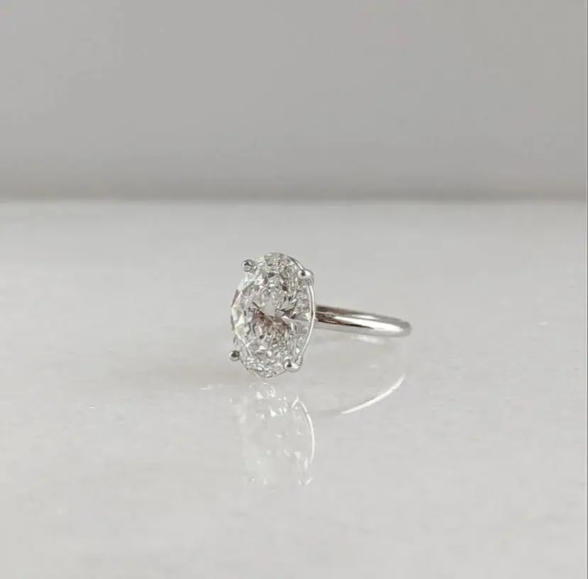 Oval Cut CVD HPHT Lab Grown Diamond Engagement Ring 1.00CT DEF VS-VVS Solid 14K White Gold IGI Certified Women Wedding Fine Jewelry Gift