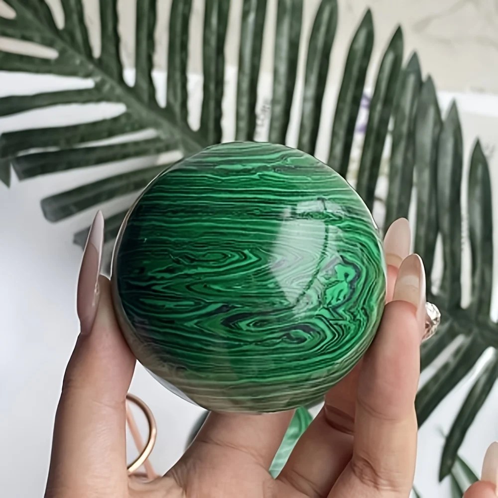 

One Malachite Sphere, a Polished Crystal Sphere of High-Quality Malachite, Perfect for Occasions Like Halloween, Valentine's Day