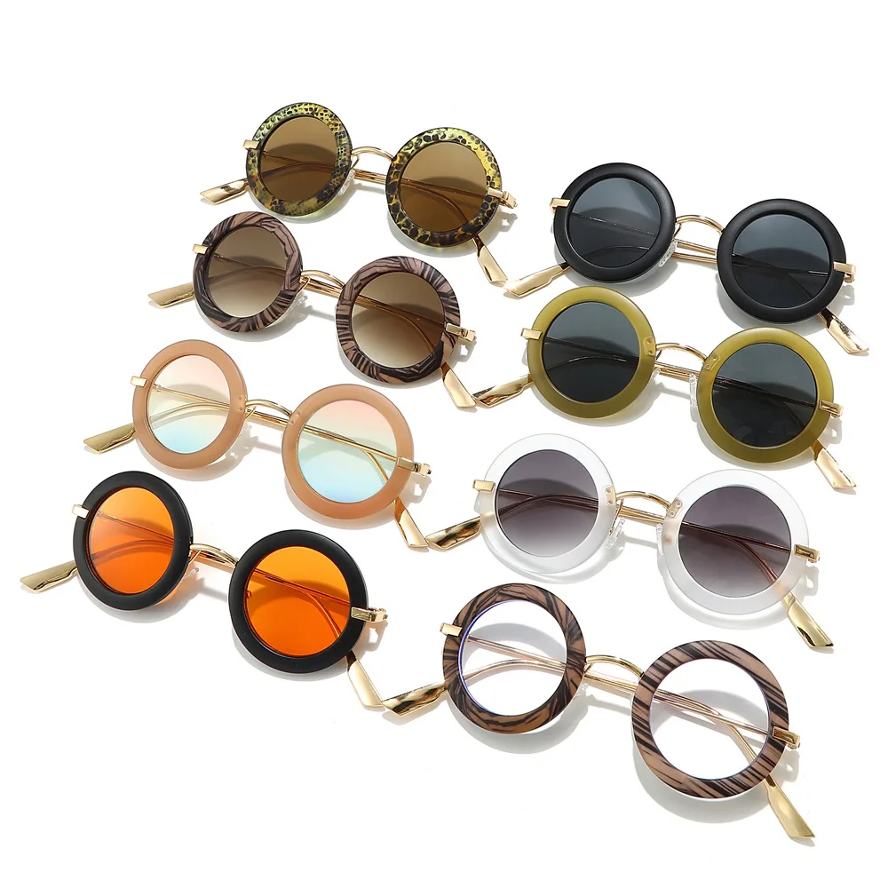 Stylish Round Designer Sunglasses Women Trendy Retro Men Black Circle Sun Glasses Female Cute Metal Fashion Unisex Shades