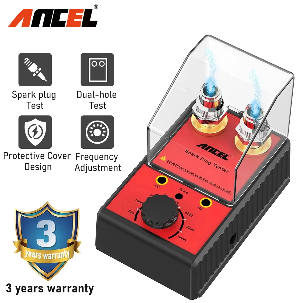 ANCEL Original 220V 110V Car Spark Plug Tester Ignition Testers Automotive Diagnostic Tool Double Hole Analyzer