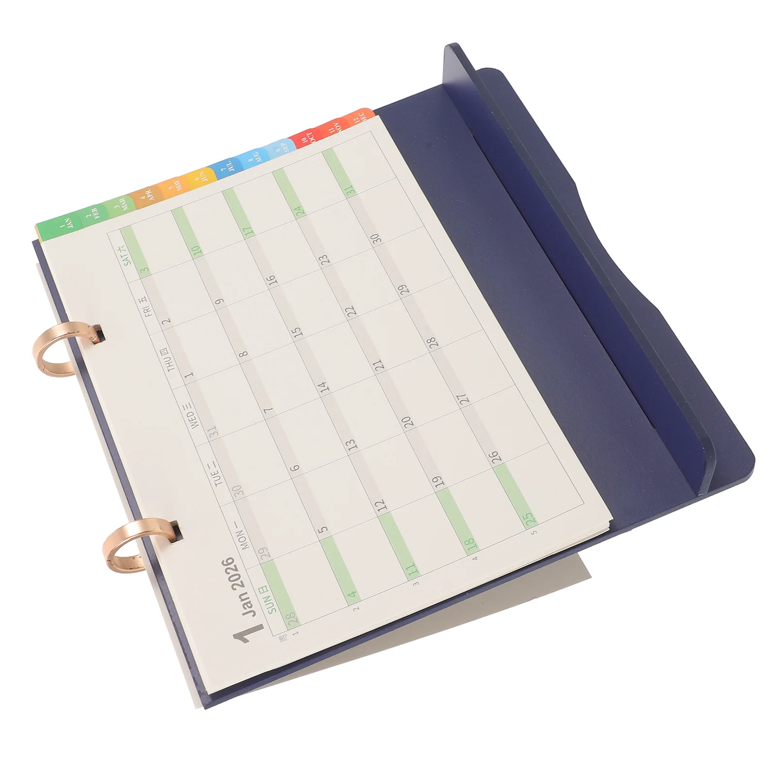 2026 Desk Calendar Standing Schedule Yearly Planner Colorful Tabs Red Desktop Monthly Organizer Wood Desk Calendar