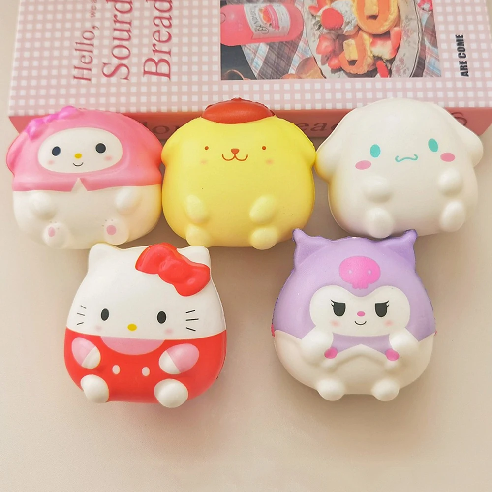 Sanrio Kawaii Kuromi Decompression Cinnamoroll Melody Stress Relief Squishy Anime Cartoon Children's Hand Pinch Toy Healing Gift