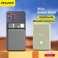 Awei P186K PD22.5W Wireless Magnetic Power Bank 10000mAh  Portable Phone Powerbank 2USB A & 1Type C Fast Charge External Battery