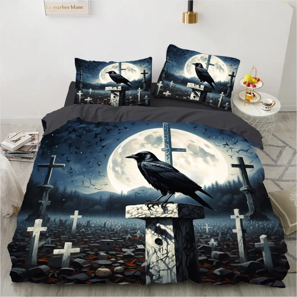 

Halloween Bedding Set cross Duvet Cover Pillowcases Queen King Couple Bedroom Decorations Quilt Cover NO Comforter Bedding