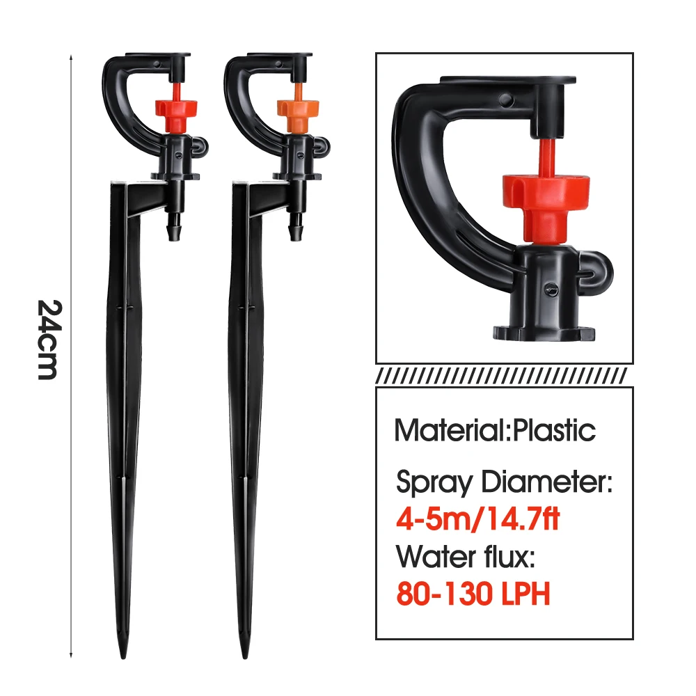 5pcs 360 ° Rotating Micro Rega Pulverizador de Irrigação com 21 centímetros Stake 1/4 \