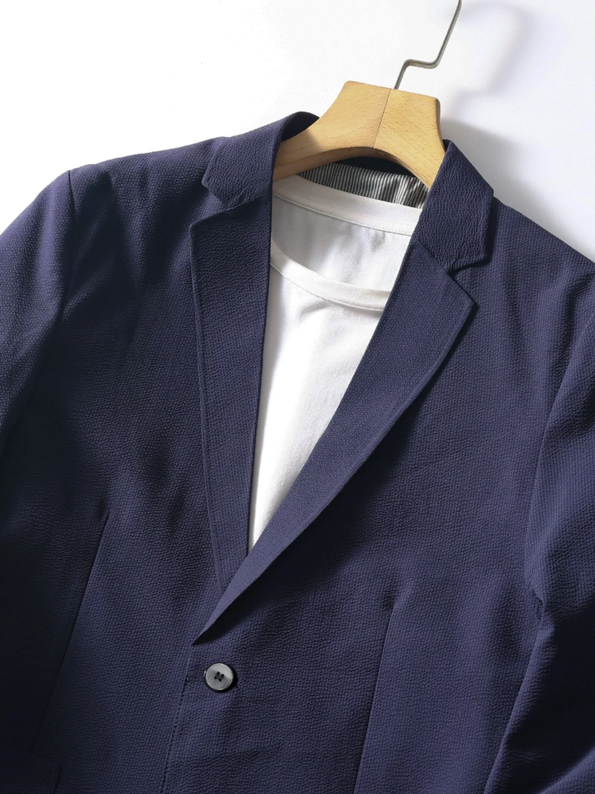 Elegant Bubble Texture Business Casual Men's Suit Jacket Breathable Elastic Anti-Wrinkle No-Iron Autumn Outerwear Coat