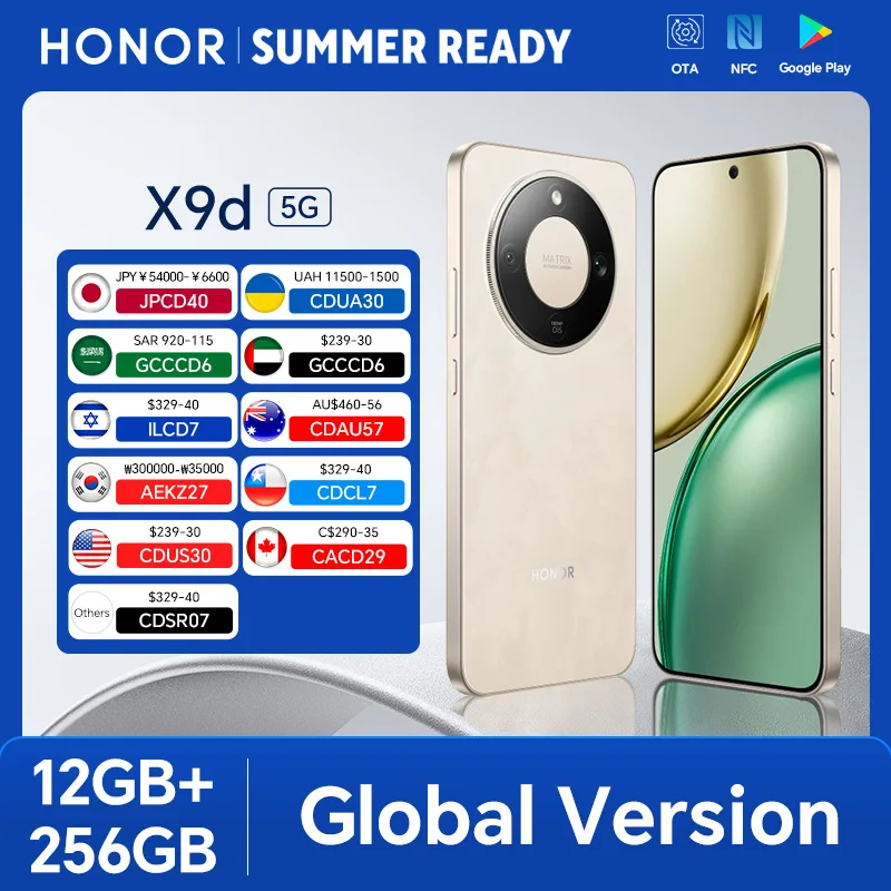 Global Version HONOR X9d 5G Smartphone 12GB+256/512GB 6.79'' 120Hz AMOLED Screen 108MP AI Main Camera 8300 mAh 66W Supercharging