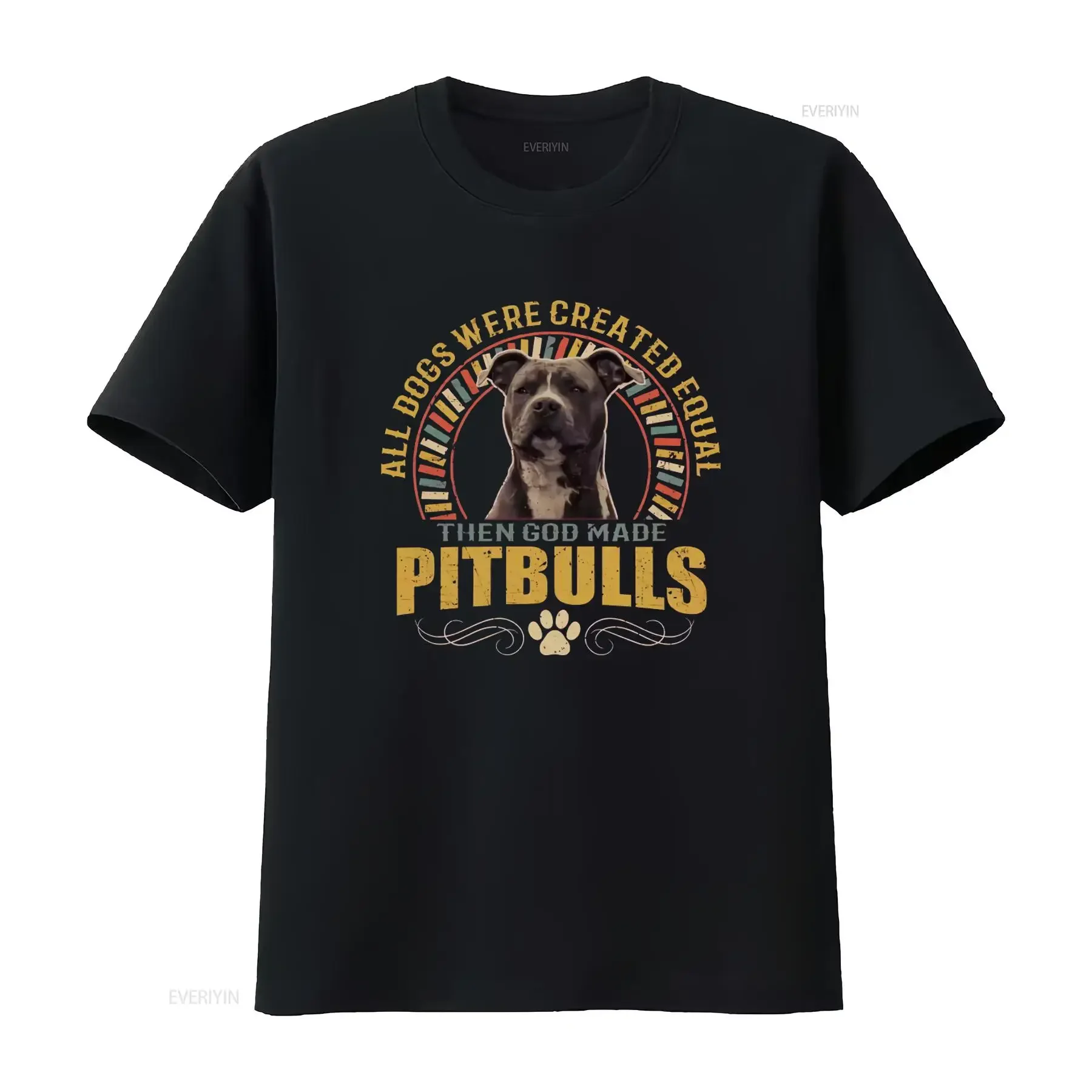 All Dogs Were Created Equal Then God Made Pitbulls 100 Cotton T Shirt for Dog Lovers vintage Washed Stretched fashion
