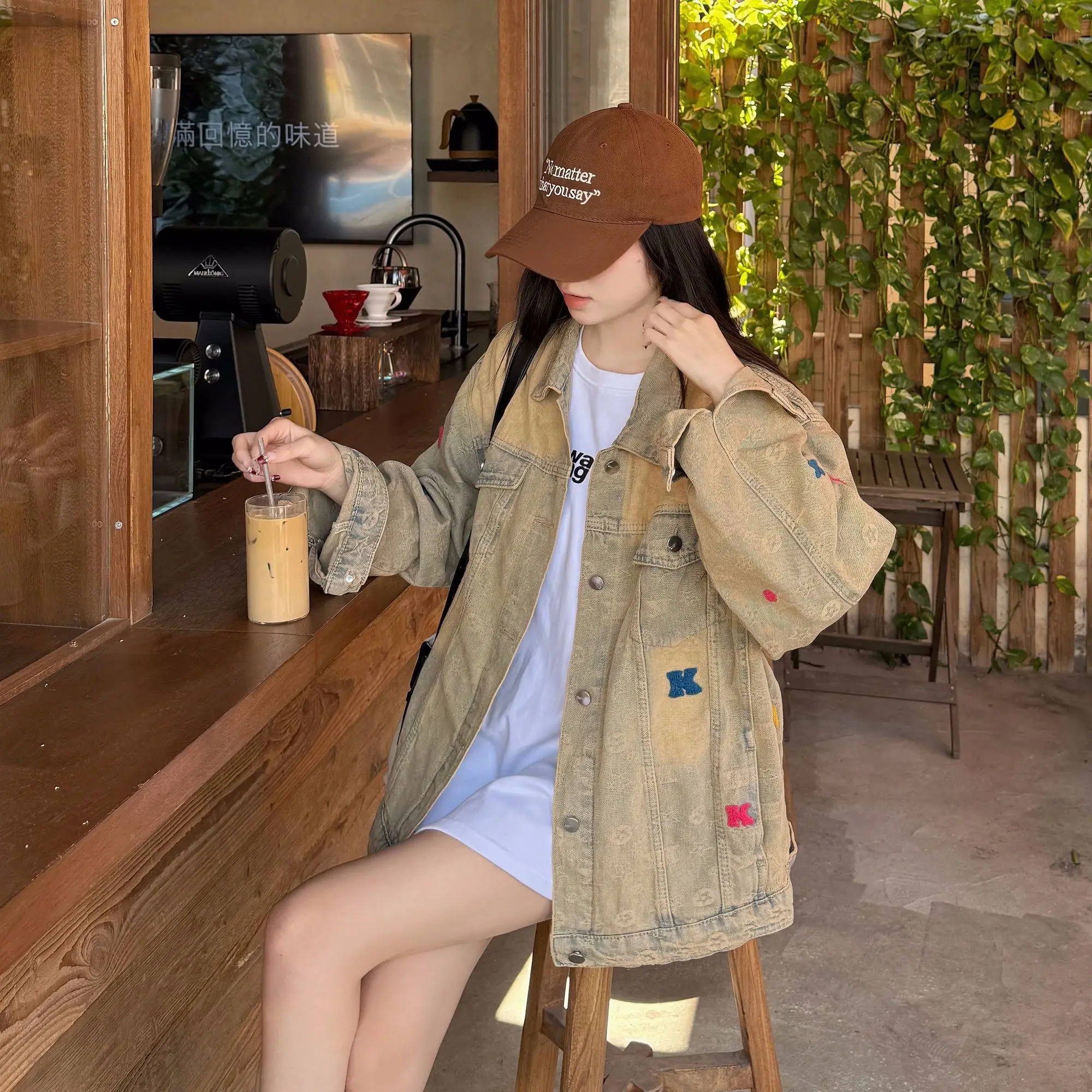 

American Retro Old Yellow Mud Dyed Denim Jacket Women Spring Autumn New Niche Design Loose Street Style Versatile Cardigan Top