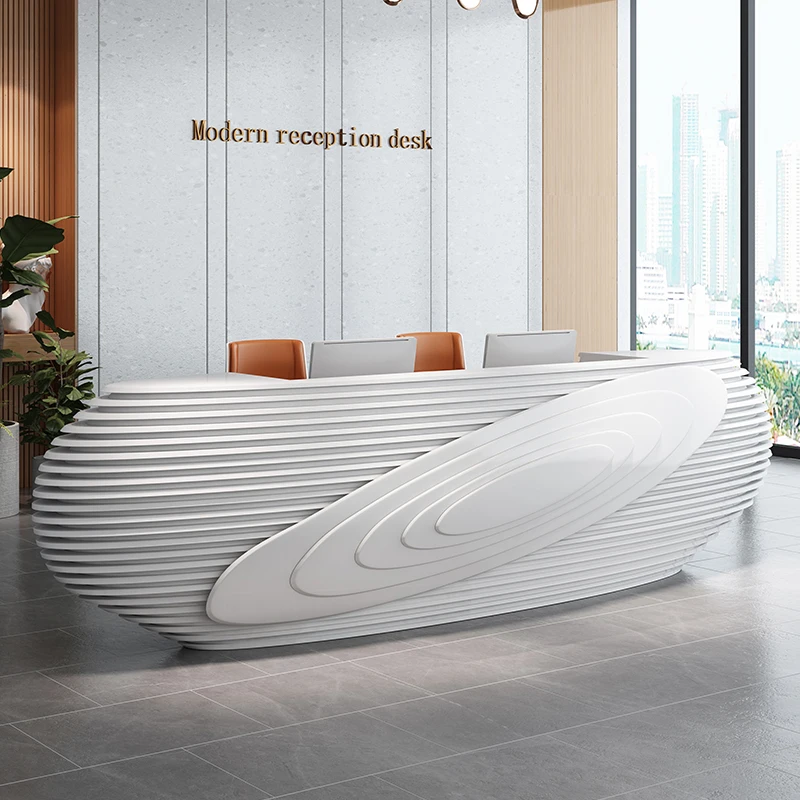 

Paint front desk Reception desk Curved bar High-end counter beauty salon checkout desk Corporate hotel welcome desk