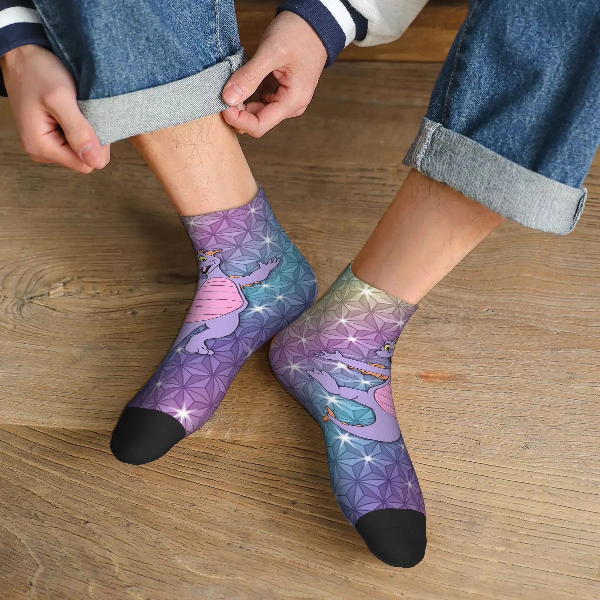 

All Seasons Epcot Figment Beacon of Magic Socks Harajuku Sport Middle Tube Socks Soft Fashion Stockings for Men Women