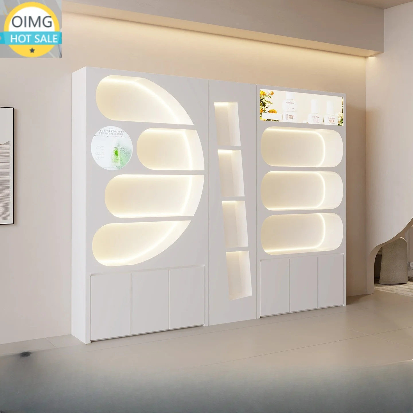 High-End Modern Hospital Grade Nail Art Skin Care Display Cabinets Cosmetics Shelving Eco-Friendly for Beauty Salons Salon