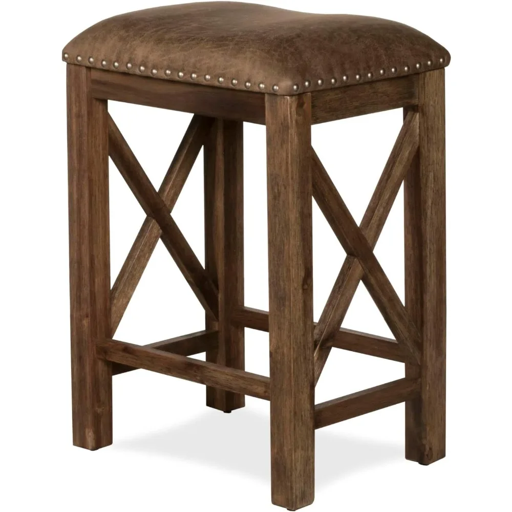 

Furniture Willow Bend Stationary Backless Counter Height Stools, Set of 2, Antique Brown Walnut