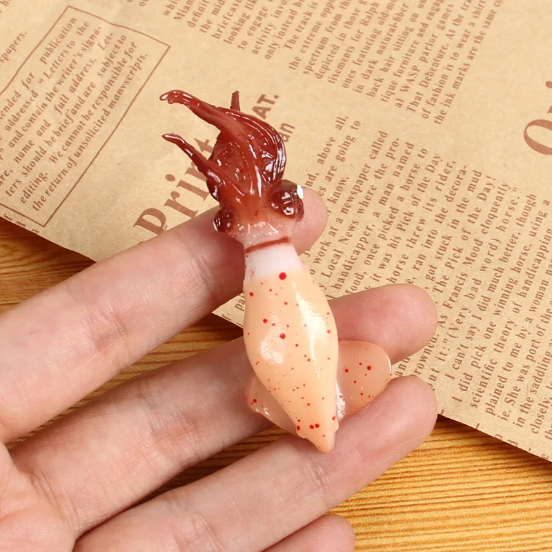 Mini Squid Seafood Cute Squid Model PVC Imitation Keychain Fridge Sticker Hanging Pendant Charm Ornament Desktop Decoration