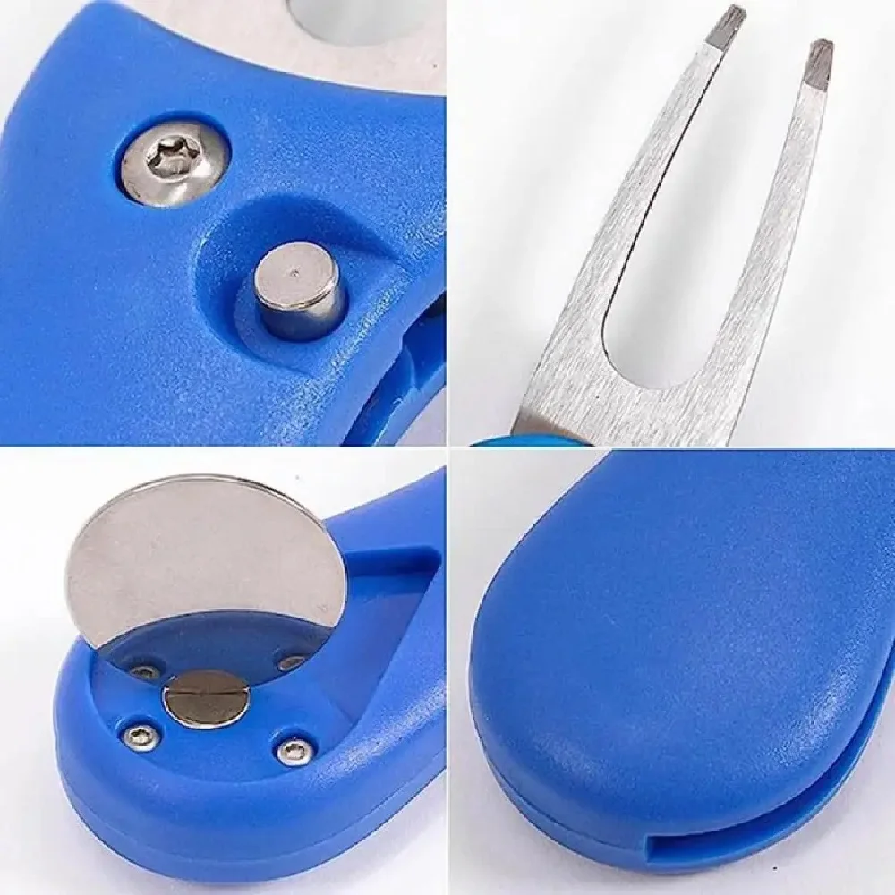 أداة إصلاح ديفت الجولف القابلة للطي مع أداة كرة الجولف، منظف الأخدود، ملحقات الجولف، أدوات تدريب الشوكة الخضراء