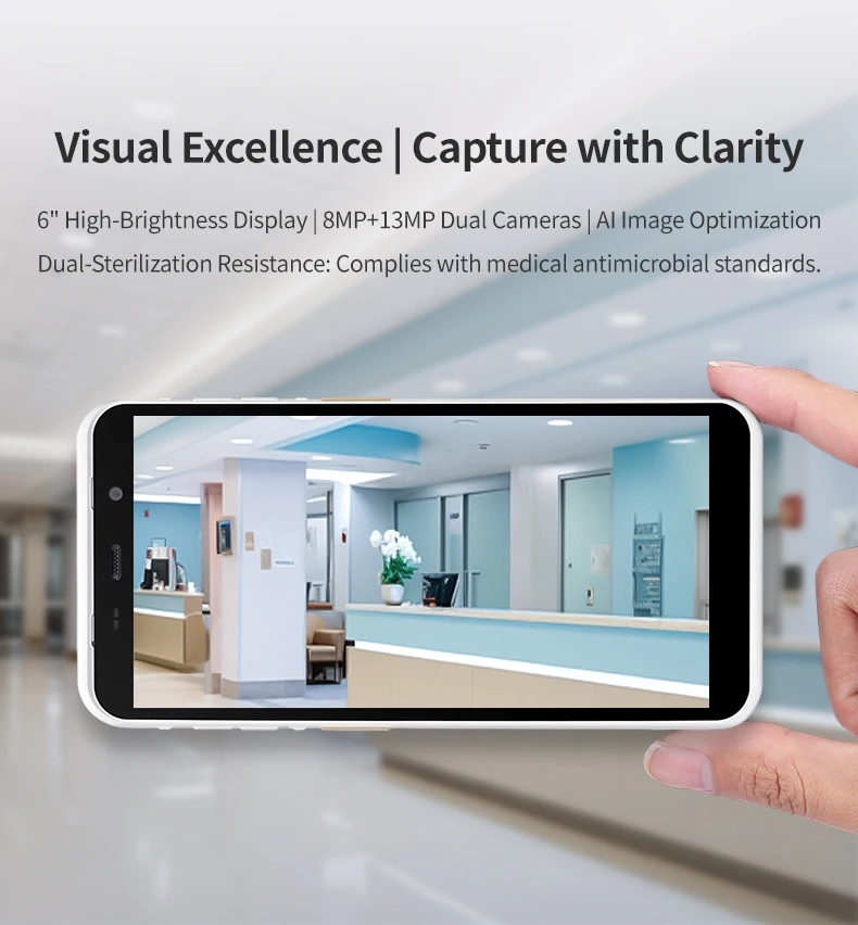 TC60-HC Healthcare Mobile Computing PDA Barcode Scanner 6-Inch Antibacterial Display Screen 4+64GB Medical Device CNAS Certified