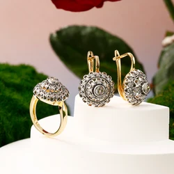 Hollow conesh inlaid vermiculite earrings suit fashion jewelry plated 14K gold luxury party wedding banquet accessories