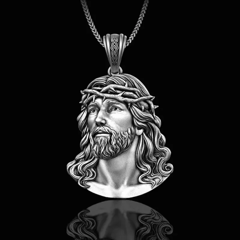 Metal  Exquisite Vintage Men\'s Necklace Crown of Thorns Jesus Necklace Jewelry Accessories Christian Faith Fashion Vintage Chain