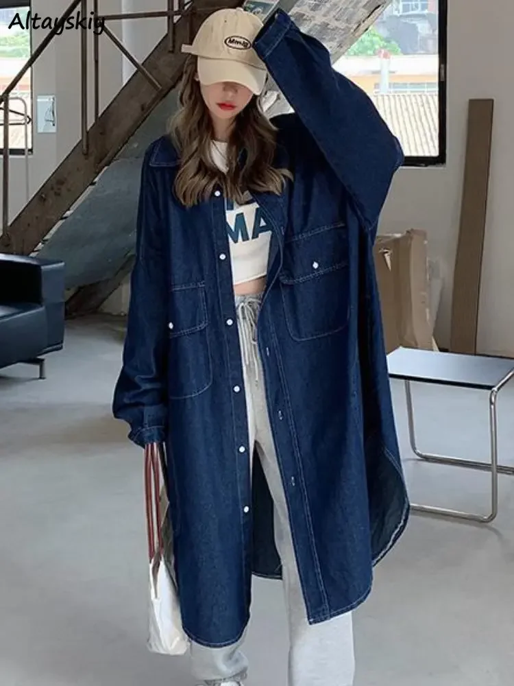 

Trench Women Spring Denim Chic Streetwear Outwear Clothes Vintage Retro All-match Popular Stylish Korean Style Straight Hot Sale
